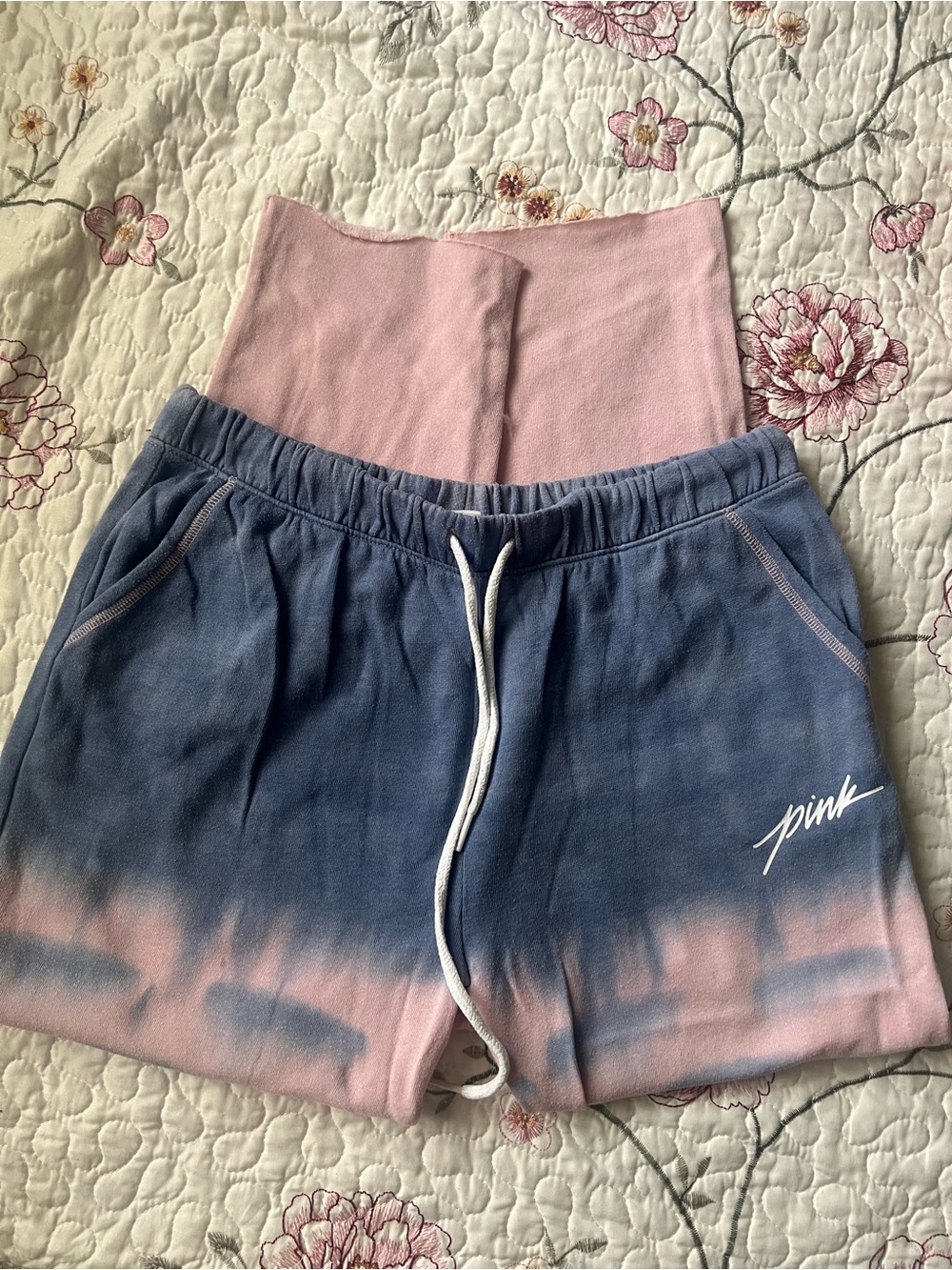 PINK Victoria's Secret Blue and Pink Tie-Dye Lounge pants